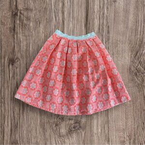 BODEN Women's‎ Canvas Knit Knee Length Skirt Pink Coral Floral US 6 LONG